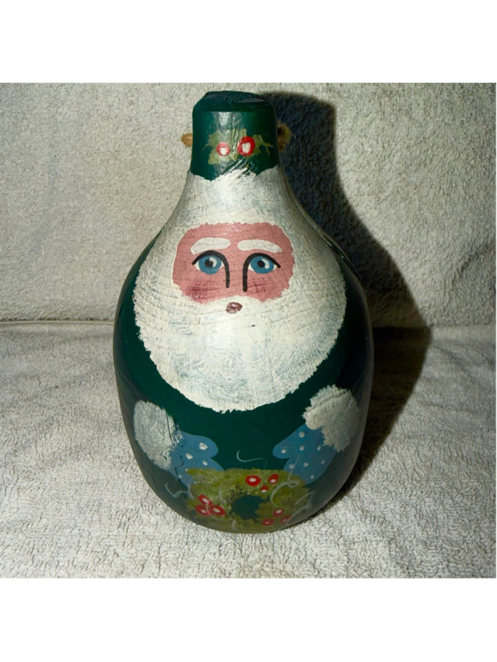 Vintage 1995 Wooden Buoy Hand Painted Santa Claus Christmas Holiday Decor Signed